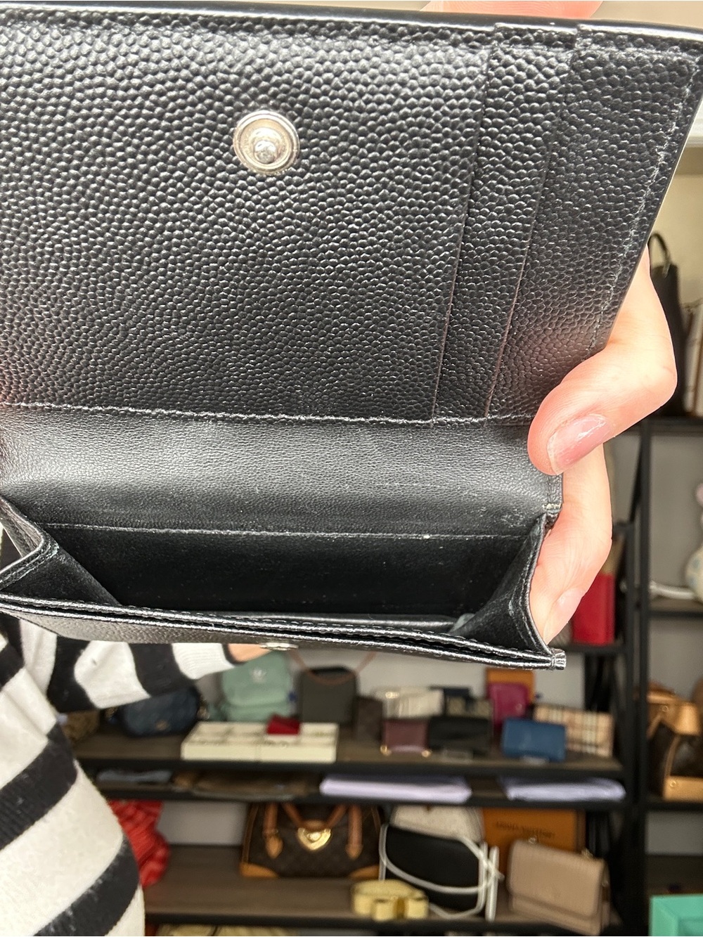 Saint Laurent Black Pebbled Leather Compact Wallet - Picture 9 of 11